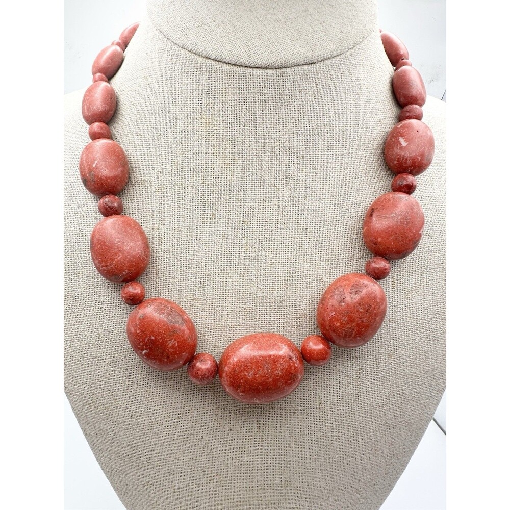 Jay King DTR mine find  sterling Silver 925 Red Stone beads necklace 21”
